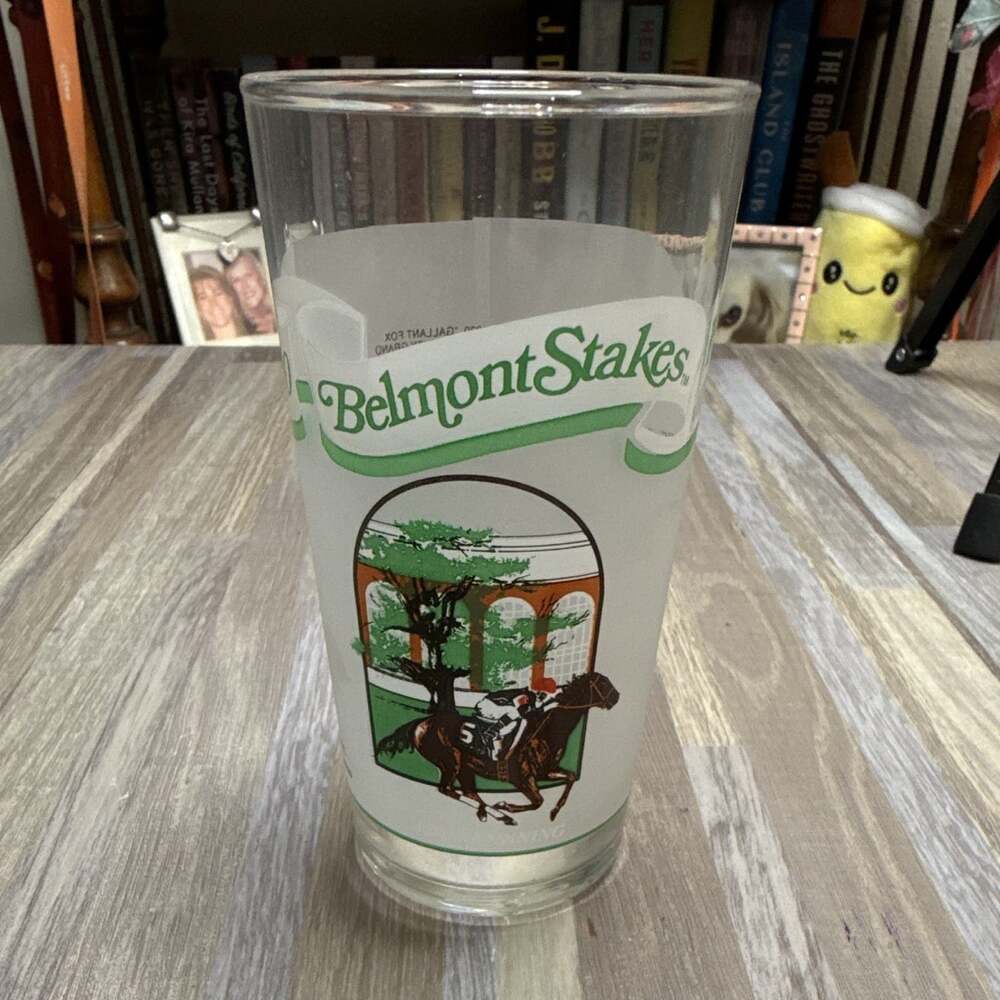 1990 Belmont Stakes Mint Julep Glass Horse Racing Vintage Souvenir USA
